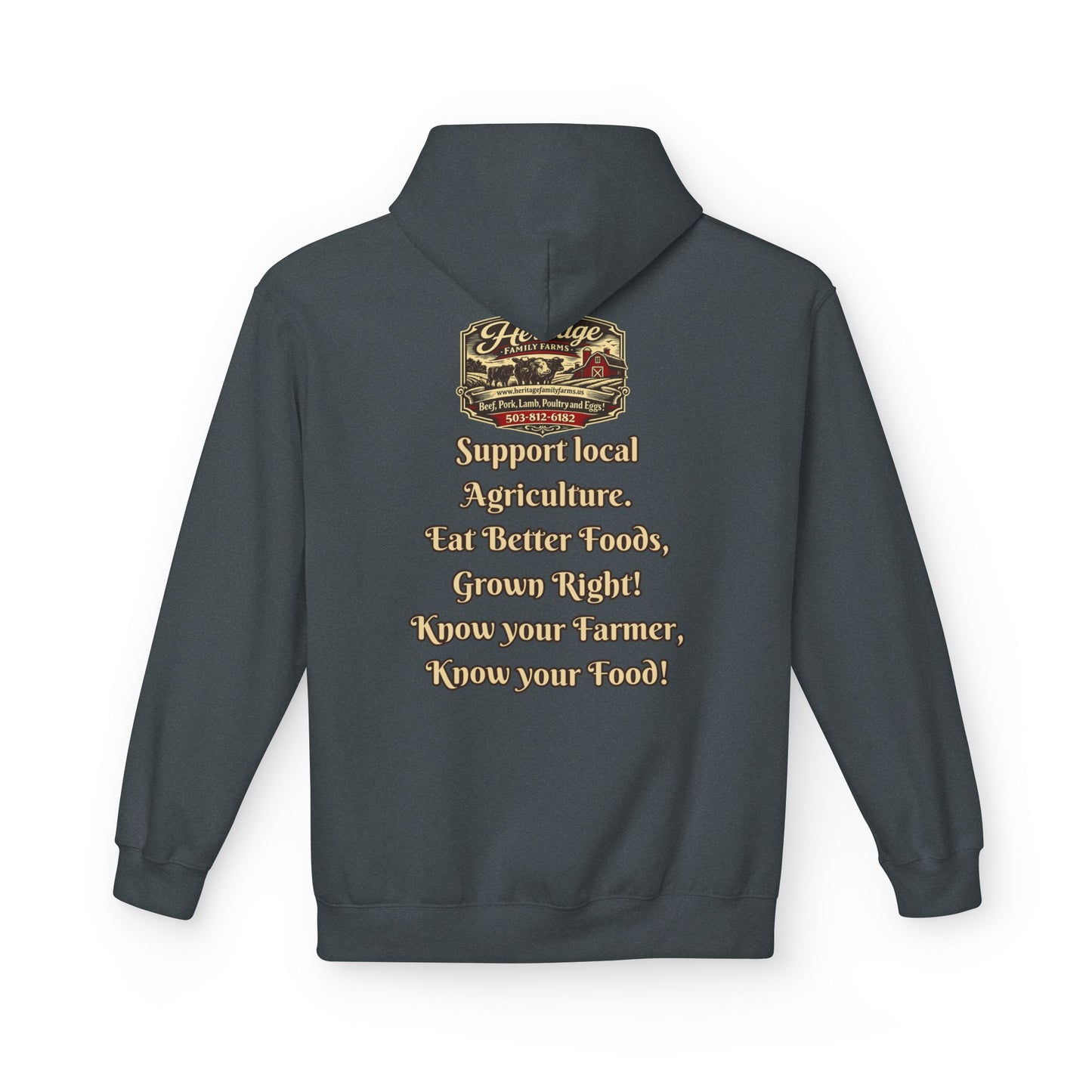 Heritage Farming Hoodie — "Support Local Agriculture" Vintage Farm Logo