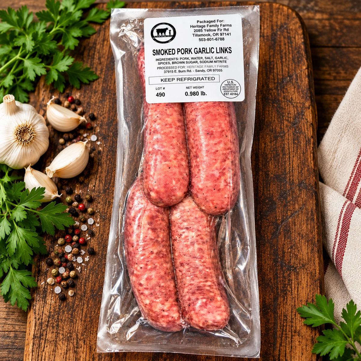 Smoked Garlic Pork Links